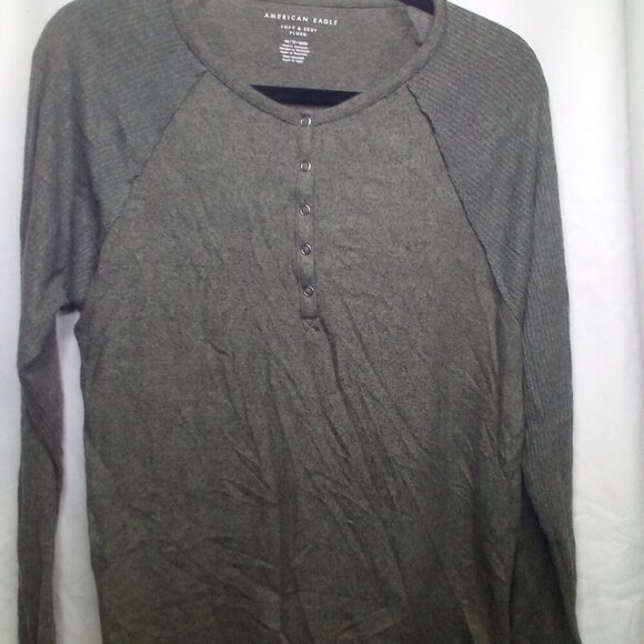 American Eagle Shirt XS Soft & Sexy Plush Long Sleeve Green Gray Color - Picture 9 of 16